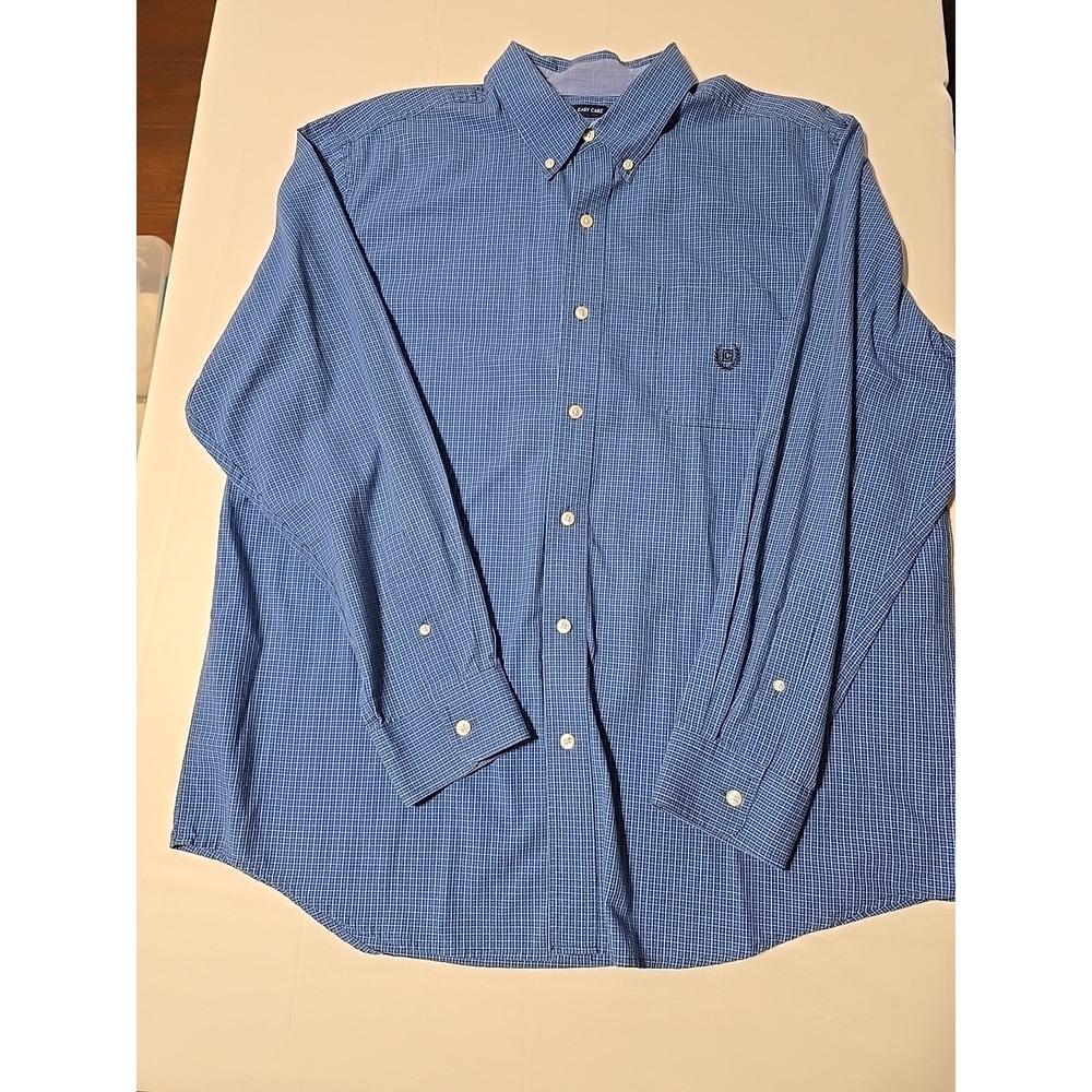 Chaps‎ Ralph Lauren Mens XL Blue Plaid Button Down Long Sleeve Shirt Casual